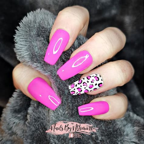 pink and black leopard print nails